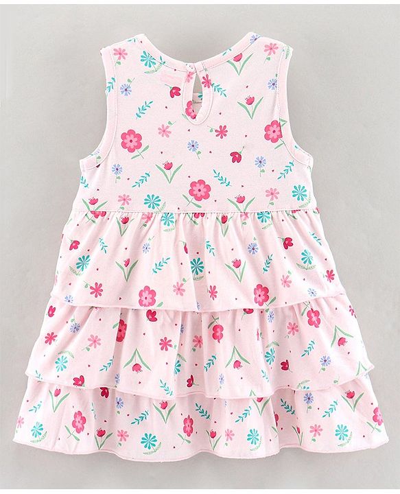Babyhug 100% Cotton Frock With Shrug Floral Print - Pink