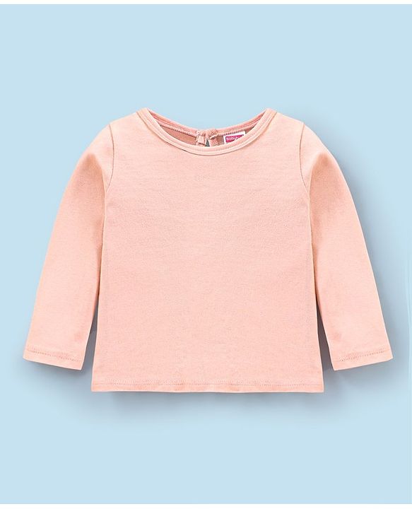 Babyhug Full Sleeves Inner Tee With Full Sleeves Mesh Frock Star Print- Peach