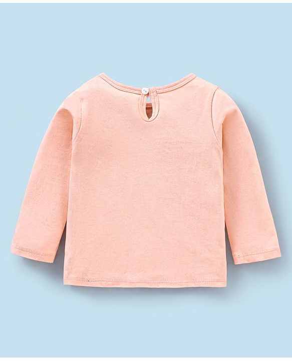 Babyhug Full Sleeves Inner Tee With Full Sleeves Mesh Frock Star Print- Peach