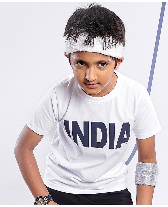 Pine Active Half Sleeves Sports T-Shirt India Print - White