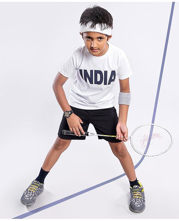 Pine Active Half Sleeves Sports T-Shirt India Print - White