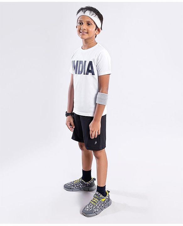 Pine Active Half Sleeves Sports T-Shirt India Print - White