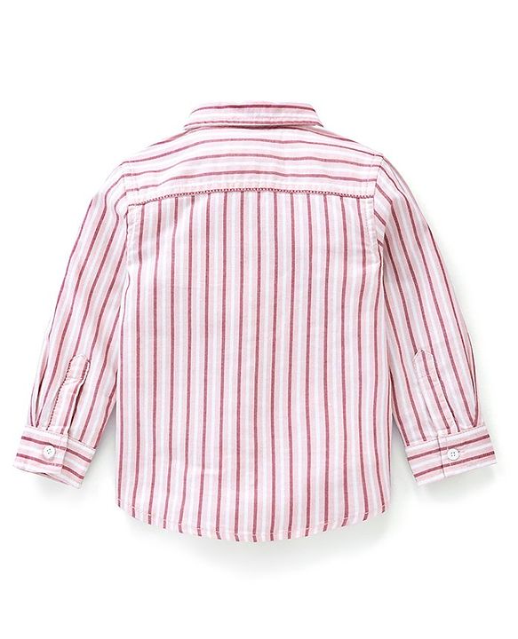 Babyhug Full Sleeves Striped Shirt With Attached Waistcoat & Trouser Set With Bow - Brown