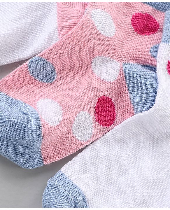 Cute Walk by Babyhug Ankle Length Antibacterial Socks Polka Dots Design Pack Of 3 - Multicolor