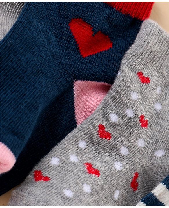 Cute Walk by Babyhug Ankle Length Antibacterial Socks Multi Design Pack Of 5 - Multicolor