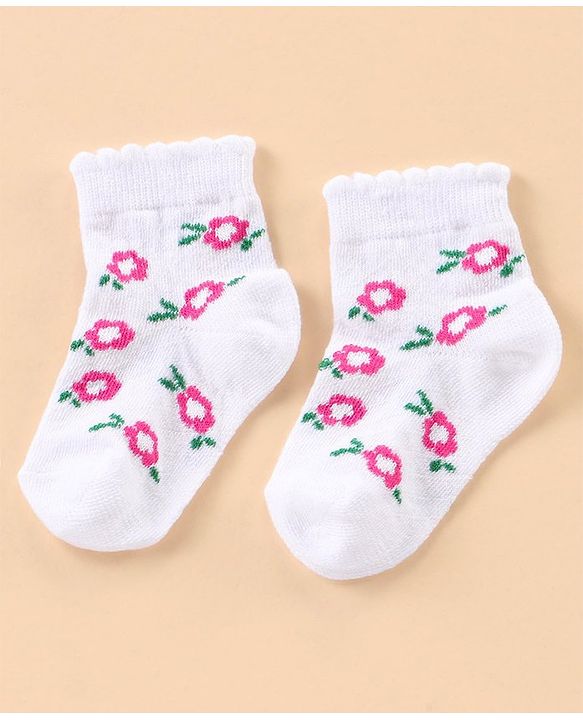 Cute Walk by Babyhug Ankle Length Antibacterial Socks Multi Design Pack Of 5 - Multicolor