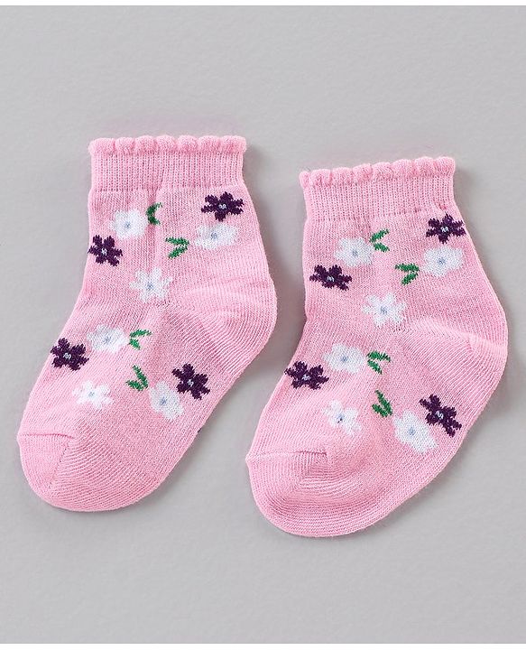 Cute Walk by Babyhug Ankle Length Antibacterial Socks Multi Design Pack Of 5 - Multicolor