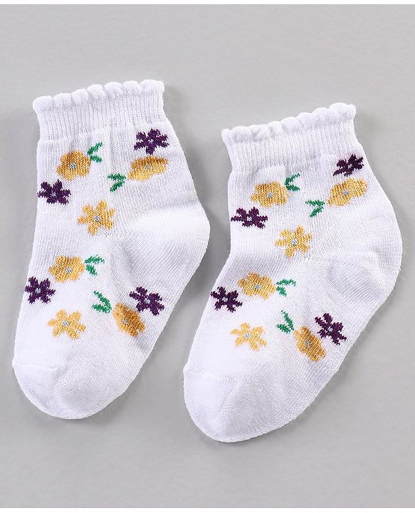 Cute Walk by Babyhug Ankle Length Antibacterial Socks Multi Design Pack Of 5 - Multicolor