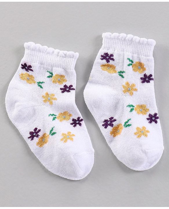 Cute Walk by Babyhug Ankle Length Antibacterial Socks Multi Design Pack Of 5 - Multicolor