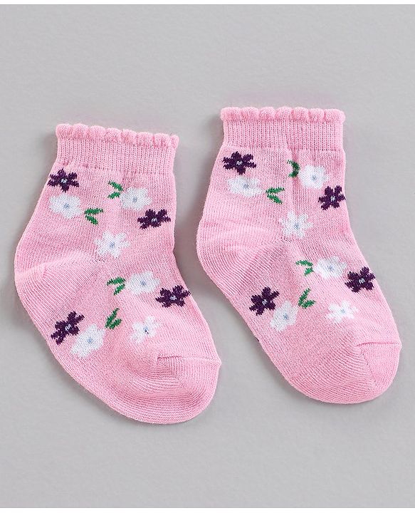 Cute Walk by Babyhug Ankle Length Antibacterial Socks Multi Design Pack Of 5 - Multicolor