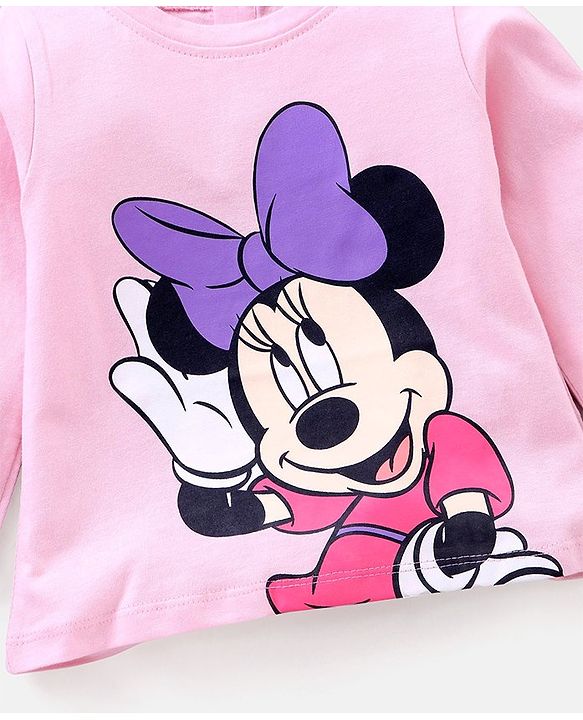Babyhug Cotton Full Sleeves T-shirt Minnie Printed - Light Pink
