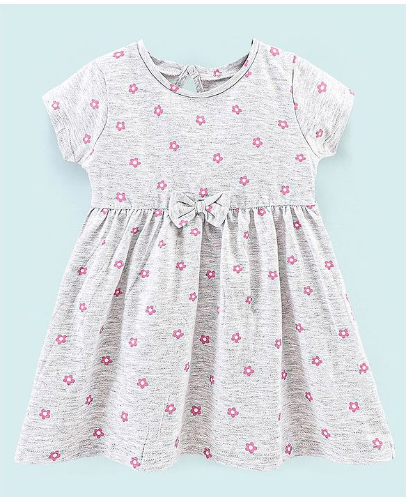 Babyhug 100% Cotton Half Sleeves Frock Floral Print - Multicolor