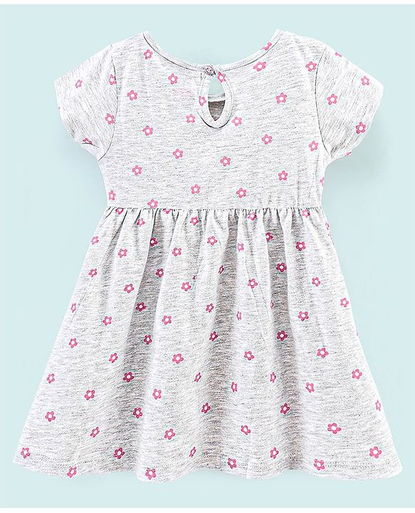 Babyhug 100% Cotton Half Sleeves Frock Floral Print - Multicolor