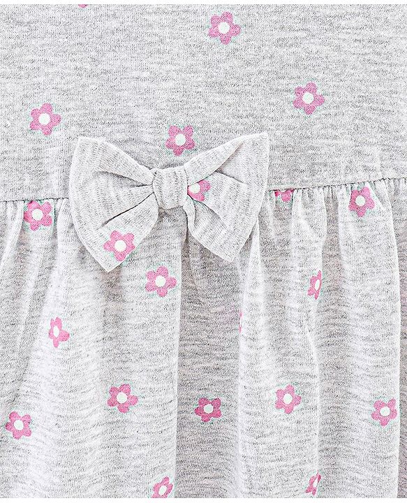 Babyhug 100% Cotton Half Sleeves Frock Floral Print - Multicolor