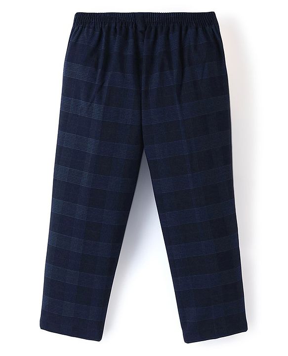 Babyhug Full Sleeves Checked Party Wear Suit With Blazer- Navy & Black