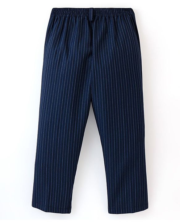 Babyhug Full Sleeves Striped Party Wear Suit With Blazer- Navy & Black