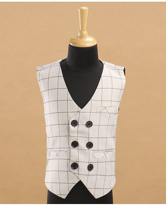 Babyhug Full Sleeves Checks Party Suit With Bow - Grey