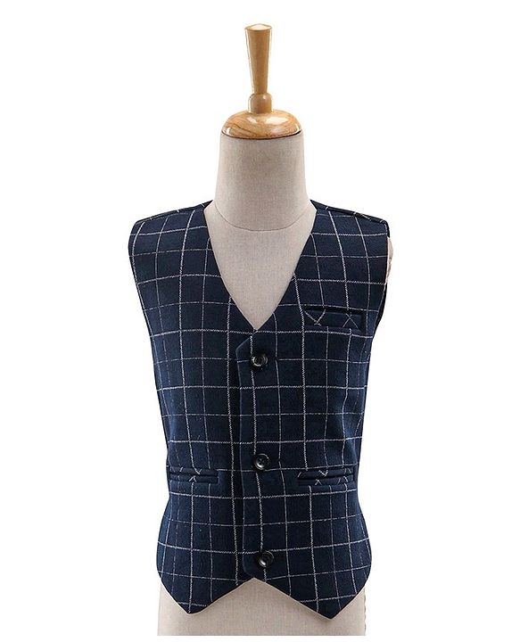 Babyhug Woven Full Sleeves  3 Pieces Party Suit With Bow - Navy Black