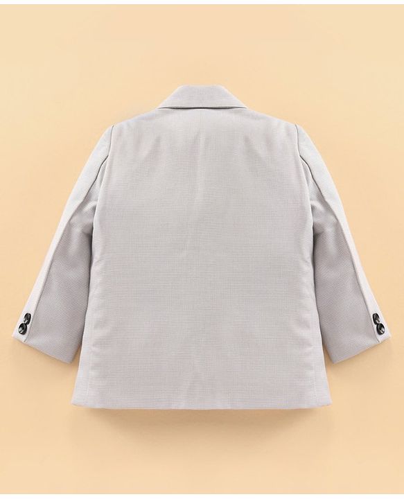 Babyhug Full Sleeves Textured Party Blazer - Grey