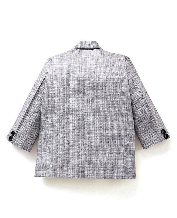 Babyhug Full Sleeves Party Wear Blazer Solid Color - Grey