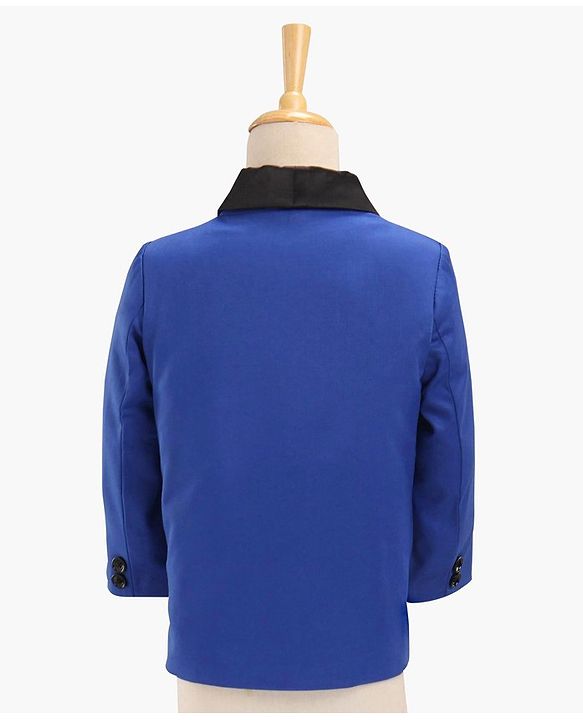 Babyhug Full Sleeves Solid Party Suit with Bow Tie - Royal Blue