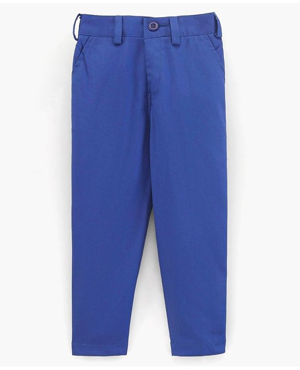Babyhug Full Sleeves Solid Party Suit with Bow Tie - Royal Blue