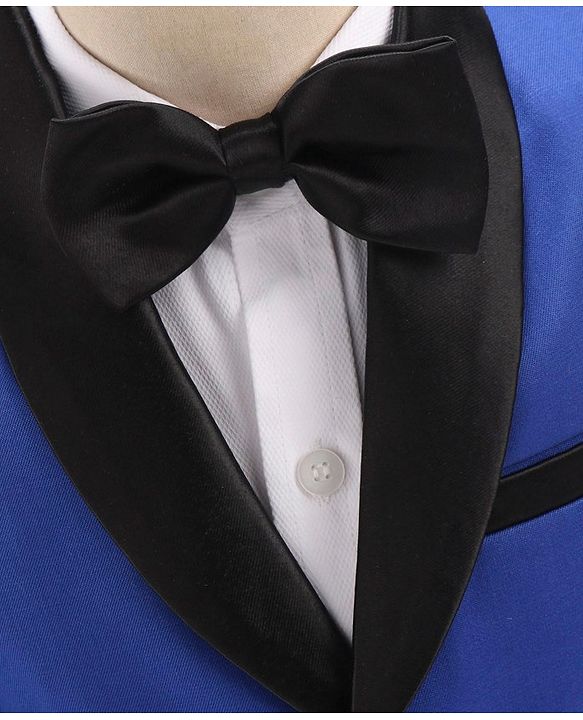 Babyhug Full Sleeves Solid Party Suit with Bow Tie - Royal Blue