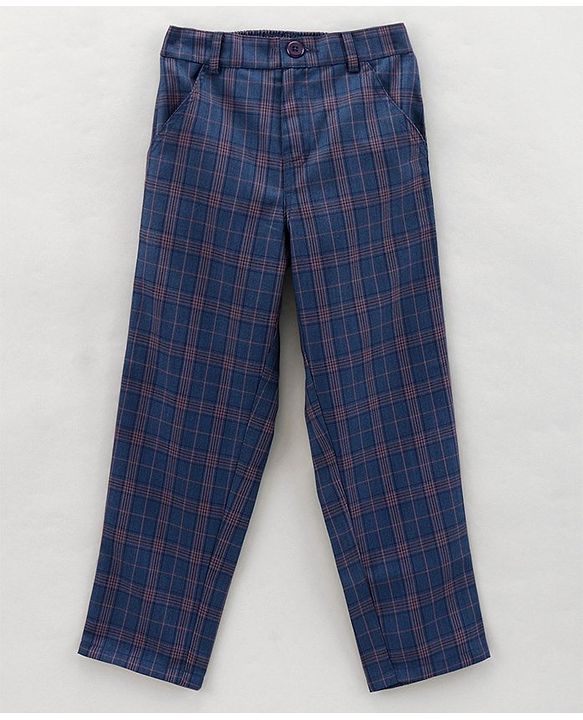 Babyhug Full Sleeves Woven Party Suit Checks Print- Blue
