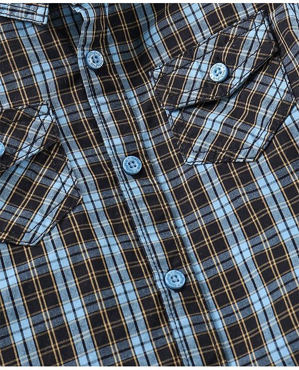 Babyhug Full Sleeves Woven Party Suit Checks Print- Blue