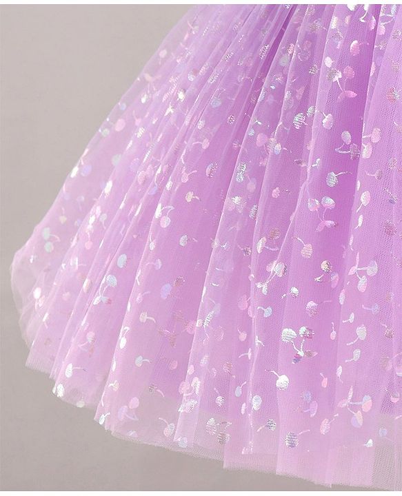 Babyhug Sleeveless Foil Printed Party Wear Frock - Lavender