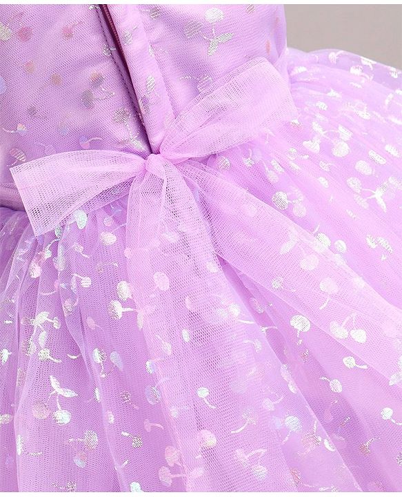 Babyhug Sleeveless Foil Printed Party Wear Frock - Lavender