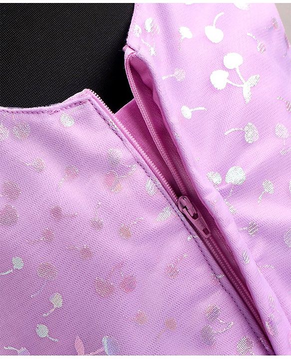Babyhug Sleeveless Foil Printed Party Wear Frock - Lavender