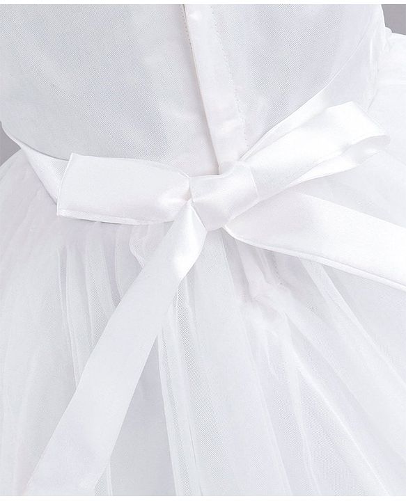 Babyhug Sleeveless Sequins Party Frock - White