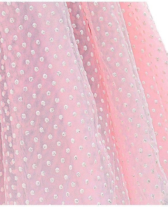 Babyhug Party Wear Cap Sleeves Frock Floral Appliques - Light Pink