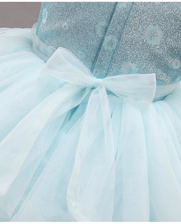 Babyhug Party Wear Sleeveless Frock Floral Appliques - Light Blue