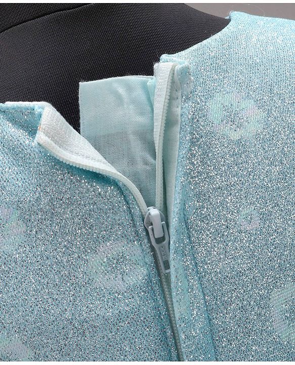 Babyhug Party Wear Sleeveless Frock Floral Appliques - Light Blue