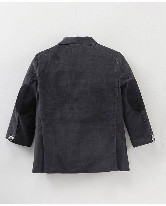 Babyhug Full Sleeves Solid Blazer - Charcoal Grey