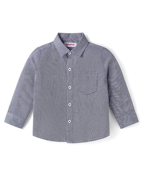 Babyhug Full Sleeves Shirt & Trousers Set Checks Print- Navy Black