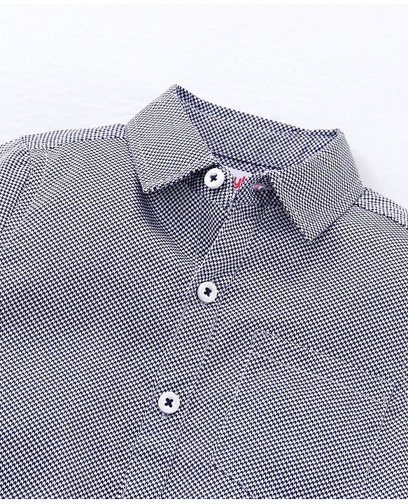 Babyhug Full Sleeves Shirt & Trousers Set Checks Print- Navy Black