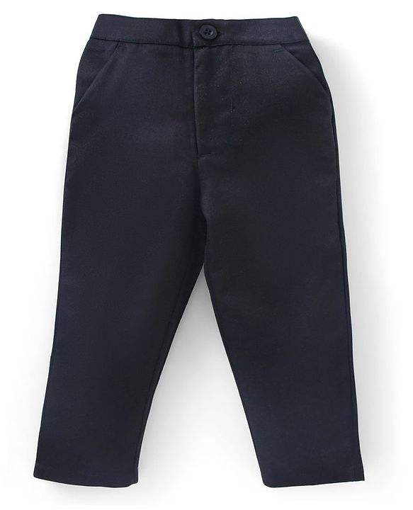 Babyhug Full Sleeves Shirt & Trouser With Tie Checked - Navy Black