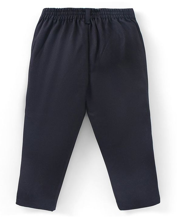Babyhug Full Sleeves Shirt & Trouser With Tie Checked - Navy Black