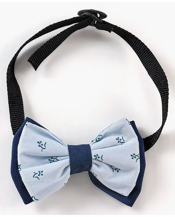 Babyhug Full Sleeves printed Party Shirt With Bow & Suspender - Blue