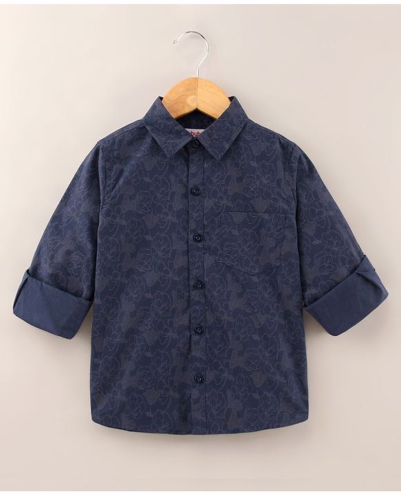 Babyhug Cotton Full Sleeves Floral Printed Shirt - Light Purple