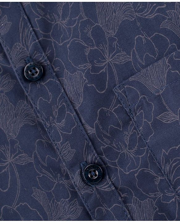 Babyhug Cotton Full Sleeves Floral Printed Shirt - Light Purple