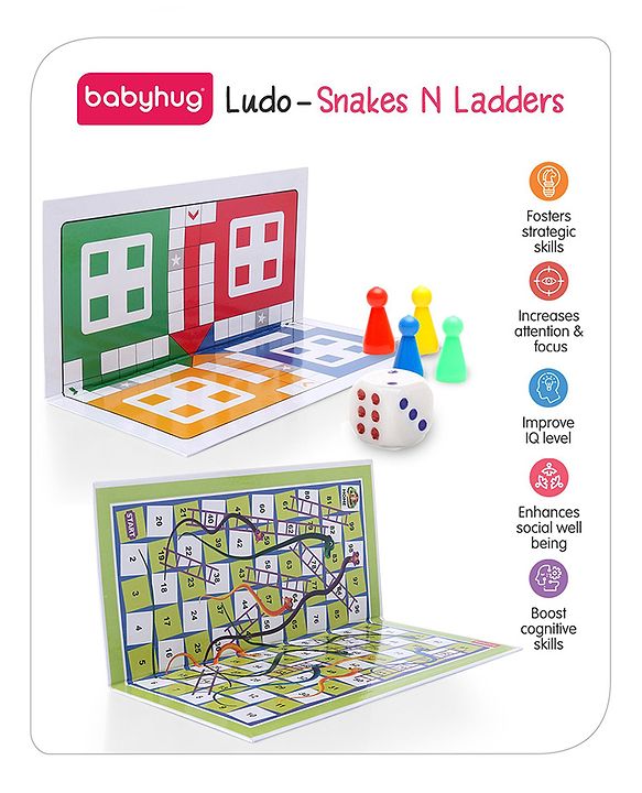 Babyhug Ludo and Snakes N Ladders Board Game - Multicolour