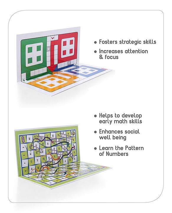 Babyhug Ludo and Snakes N Ladders Board Game - Multicolour