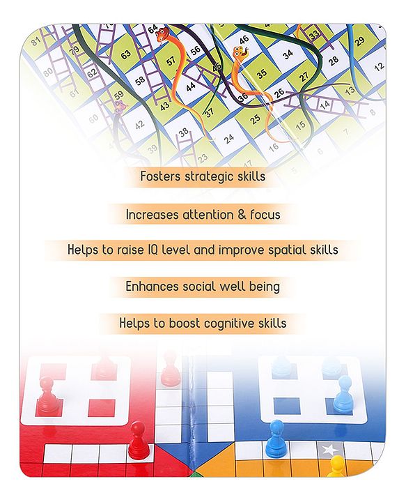Babyhug Ludo and Snakes N Ladders Board Game - Multicolour