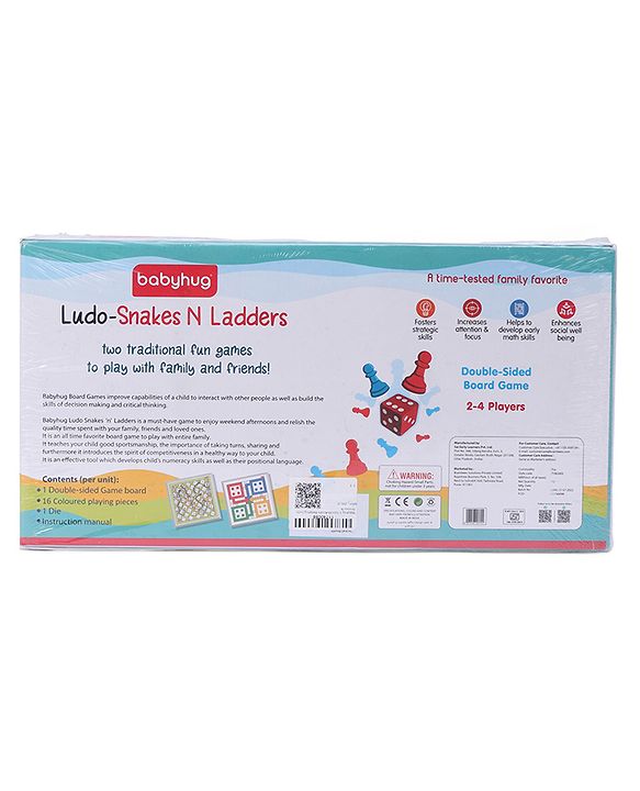 Babyhug Ludo and Snakes N Ladders Board Game - Multicolour