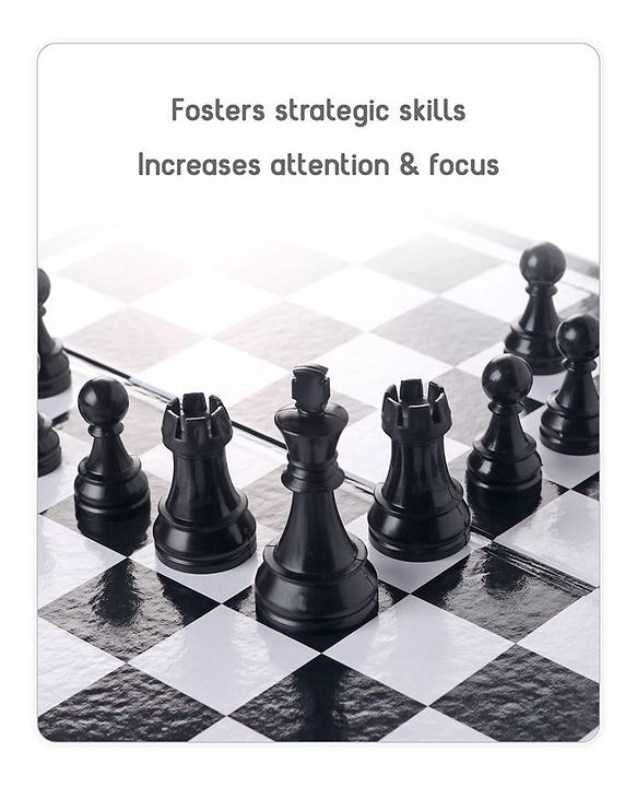 Babyhug Royal Chess Board Game - Classic 2 -Player Strategy Game with Black & White Pieces | Fun & Educational Family Game for Kids | Enhances Logic, Patience & Focus | BIS Certified