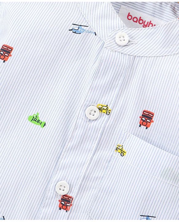 Babyhug 100% Cotton Woven Full Sleeves Shirt Helicopter Print - Blue
